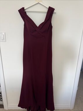 Bill Levkoff Burgundy V-Neck Sleeveless Evening Gown